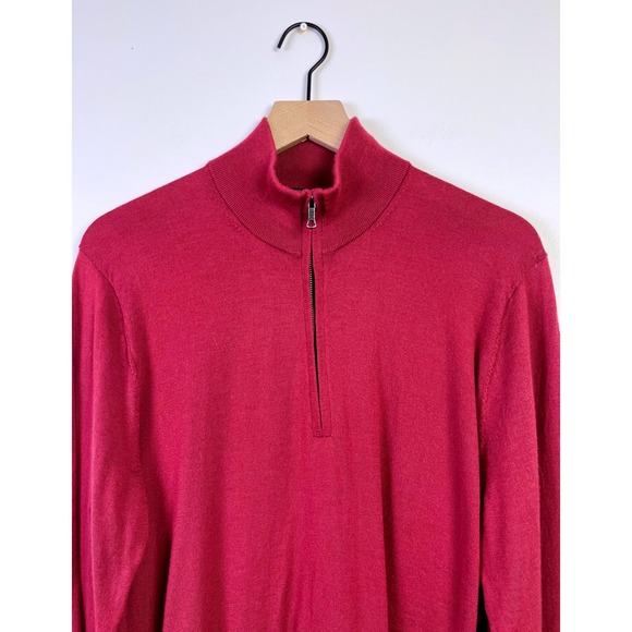 Brooks Brothers Minimalist Extra Fine Merino Wool Quarter Zip Pullover Sweater L - Picture 2 of 8